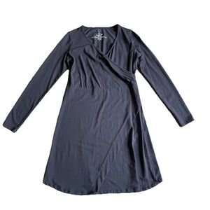 Kuhl Anya Dress Black Small Faux Wrap Long Sleeve Short Natural Waist Outdoors